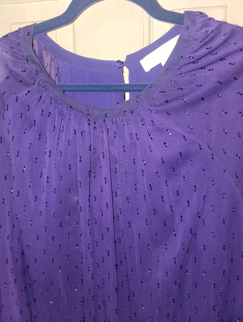 MICHAEL Michael Kors Purple Lng Sleeve Blouse with Sparkle Dot Womens Plus Sz 2X - Picture 2 of 5